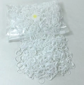 Bulk pack of white small elastic hair bands for girls in a clear zipper storage bag - White