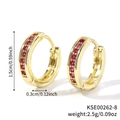 Créoles dorées avec double rangée de zircons rouges, diamètre de 1,5 cm - 1,5 cm/Zircone Rouge