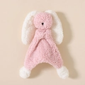 Pink and white cotton plush bunny security blanket for babies with soft textures - Pink & White (Solid Color Ears) Lamb Wool Rabbit
