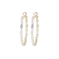Elegant gold hoop earrings featuring trapezoid-cut zircons for a luxury fashion look - E3329-Gold Large Hoop Baguette Zirconia