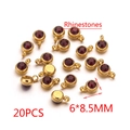 Pendentif en cristal rouge foncé avec serti doré 20PCS 6x8.5mm pour bijoux - Ensemble de 20 Pièces / Bordeaux