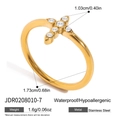 Dettaglio anello a croce in acciaio inossidabile placcato oro 18K con zirconi bianchi - Stile Croce 1.03cm (JDR0208010-7) / Oro