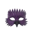 Premium purple feather masquerade mask with faux leather texture and black beak design - Purple