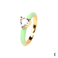 Adjustable gold ring with light green enamel and heart-shaped clear gemstone - Heart / Green