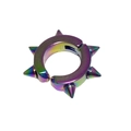 Punk style stainless steel ear cuff featuring colorful rainbow finish and sharp rivets - 6-Spike Ear Clip / Colorful