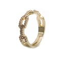 Adjustable gold chain ring with cubic zirconia paving in a minimalist open design - Adjustable Open / Gold
