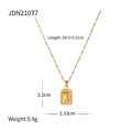 Collana rettangolare con angelo in acciaio inossidabile dorato e cristalli sugli angoli - Stile Rettangolare con Rilievo di Angelo (JDN21077)