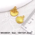 Golden shell alloy pendant charms for DIY jewelry 18x15mm set of two MK3003 - XK3003# Flat Shell
