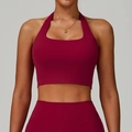 Ensemble soutien-gorge de sport dos nu bordeaux et legging taille haute - Rose rouge