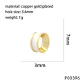 Macro detail of 7x3mm copper gold bead with 3.6mm large hole for DIY jewelry making - White
