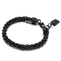 Men's punk style black woven titanium steel interlocking chain bracelet with clasp - Style C / Black