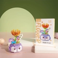 Chrysanthemum building blocks in a purple rabbit pot flower set for girls - A623 StellaLou Autumn Chrysanthemum / 588pcs/Box