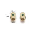 Golden hexagonal barrel bead with green malachite stone and 7mm inner hole - Type C - Vintage Hexagon