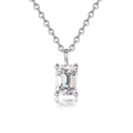 Classic S925 sterling silver necklace with emerald-cut moissanite pendant on white background - Emerald Cut (fddz-108) / White Gold