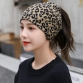 Women's leopard print warm knit headband in khaki and black versatile head wrap - One Size / 03 Classic Leopard