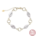 Baroque natural freshwater pearl bracelet in gold plated S925 sterling silver style - Gold Irregular Pearl Style (GPB20)