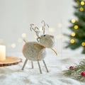 Renne de Noël artisanal en feutre de laine gris, décoration de table de 17 cm - 17cm