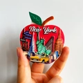 3D New York City apple shaped travel fridge magnet with Statue of Liberty and taxi details - (24) Statue of Liberty