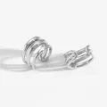 Sleek silver-toned triple-layered stainless steel ear cuffs with polished finish - Silver Multi-layer Spiral Line Style (PG037)