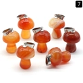 Mini mushroom natural agate pendants in orange with stripes and silver metal loops - Red Agate (1pc)