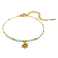 Collana placcata oro 18 carati con pietre naturali verdi e ciondolo a corallo con perle - Bracciale di Perline in Pietra Naturale - Oro