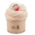 Peach fluffy butter slime in a clear container with a small peach topper and label - Peach Color