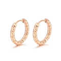 Elegant rose gold C-shaped hoop earrings with diamond-cut woven texture for women - Style D Rhombus Cut Hoop (KE108816-KFC)
