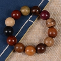 Handcrafted multi-wood beaded bracelet with diverse natural wood textures and rich colors - Multicolor (18mm*13 Beads Plain Precision)