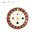 Set of 10 casino roulette themed 18cm paper plates with poker card suit symbols - 7 Inch Plates-Poker (10PCS)