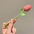 Handmade pink tulip hair stick crafted from sandalwood for a graceful hair accessory - Tulip Pink Handmade Hair Pin