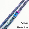Catena a drago in acciaio inossidabile arcobaleno 9mm con fibbia rettangolare - Colorato