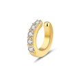 Golden C-shaped ear cuff with five white round cubic zirconia in minimalist style - Gold Color (1 Piece) (FDEH-042)