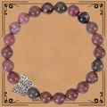 Bracciale in pietra zebra rosa con ciondolo a farfalla e biglietto d'auguri affettuoso - Bracciale di Rodonite