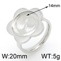 Base anello a fiore argento per gioielli DIY, vassoio 14mm, montatura in acciaio da 20mm - US 6 / Color Acciaio (KLJ3877-Z)