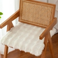 Thick white faux fur chair cushion with wave texture on a vintage wooden seat - Medium(40x40cm) / White