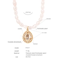 Collana in titanio dorato con perle d'acqua dolce bianche e ciondolo in cristallo stile vintage - Collana Perla Pendente Goccia (P1517)