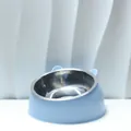 Light blue cat ear shaped elevated pet bowl with stainless steel insert for small pets - Extra Small【Blue】