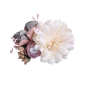 Elegant floral hair clip with rhinestones and pearls for women and girls in soft tones - Style 1 (White Flower)