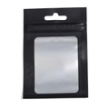 Detail view of black matte zip lock bag with clear window and hanging hole for jewelry - Black