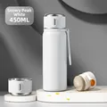 Smart 316 stainless steel vacuum flask in Snow White with tea filter and silicone handle - 450ml / Plain Style / Snow White