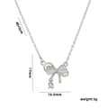 Elegante collana a fiocco argento con pietra occhio di gatto e ciondolo cuore, 40+5cm - Stile Fiocco Occhio di Gato Argento (588 Collana Fiocco Cuore Pietra Occhio di Gatto)