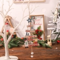 Decorazione natalizia in legno a forma di albero con pupazzo di neve e campanellino - Pendente in Legno Pupazzo di Neve