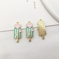 Pink heart and blue striped ice cream alloy charms for DIY bracelets jewelry making - Ice Lolly Charm