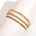 Three-piece stackable 18K gold plated multi-layer anklet set with minimalist chain designs - Style 1 Anklet / Gold
