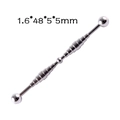 Industrial barbell piercing 1.6x48mm in silver stainless steel with beaded accents - Steel Color - Double Barbell Shape