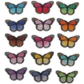 Set of 15 colorful butterfly embroidery patches for clothing decoration on white background - Set of 15 Pcs - Butterfly Mix