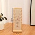 Linen and wood necklace display stand with height 28.5cm and width 10cm - Slender Necklace Board Linen