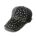 Close-up of golden rivets on striped corduroy baseball cap texture and brim - M(56-58cm) / Black