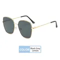 Oversized butterfly metal sunglasses with black-grey lenses and golden frames - Black Gray