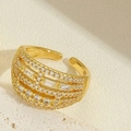 French retro 14K gold plated irregular layered ring with clear zircon stones - Full Zirconia Style (JZ0503-5)